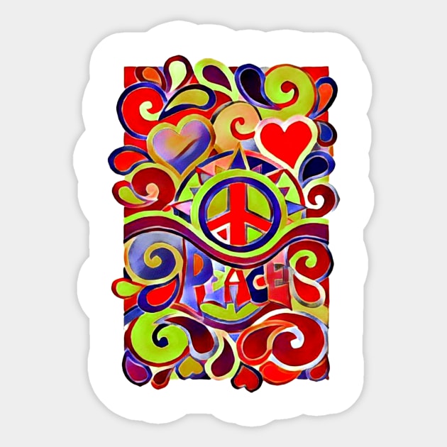 Colorful Peace and Love Art Sticker by AlondraHanley